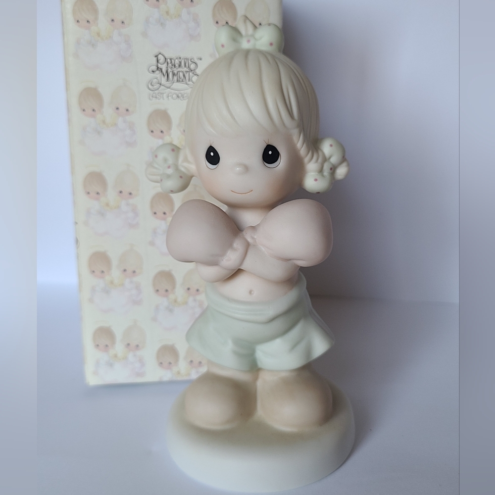Precious Moments Boxing Girl Faith Victory Porcelain Collectible Figurine